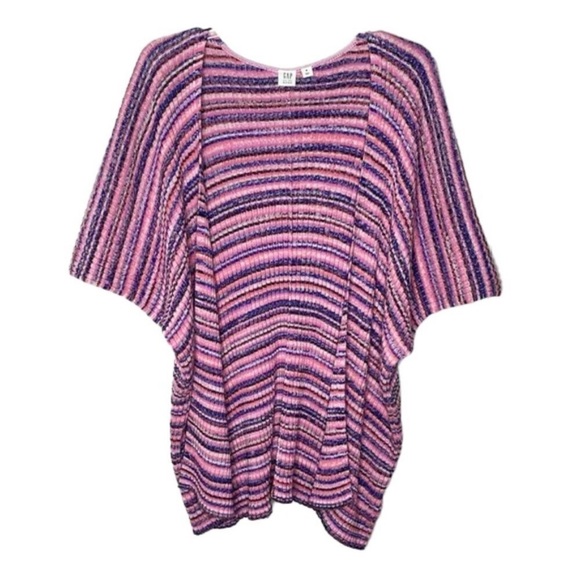 GAP FOR GOOD Open Front Short Sleeve Spacedye Cardi In Pink/Purple/Blue M ✨NWOT✨ - Picture 1 of 10